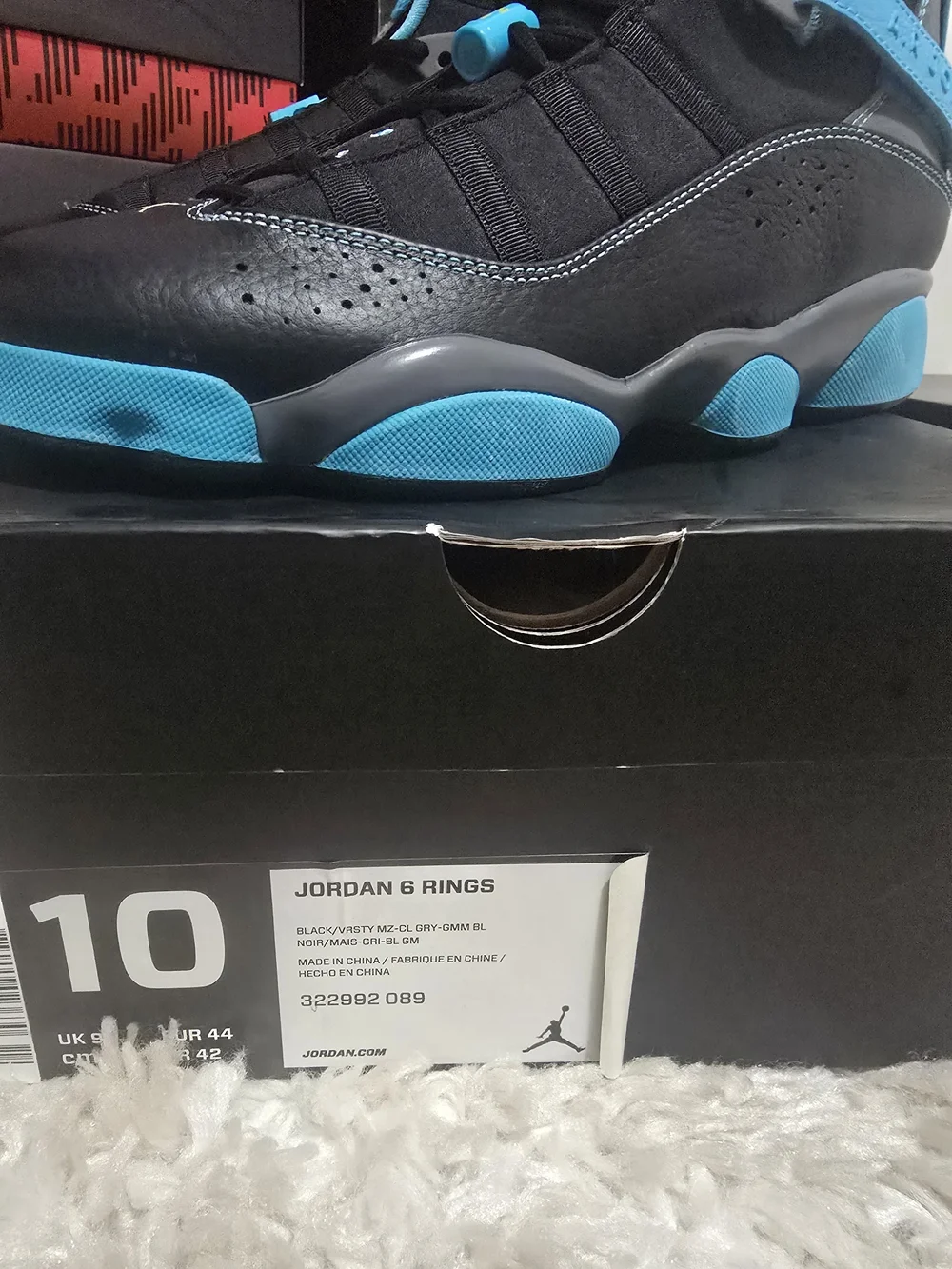 Air Jordan 6 ring Men's Shoe's Black and Turquoise Basketball Shoes Size 10